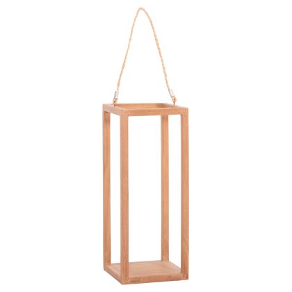 DECORATIVE TABLE LANTERN FOR CANDLES FENT HM4582 TEAK WOOD IN NATURAL 20x20x50-80Hcm.