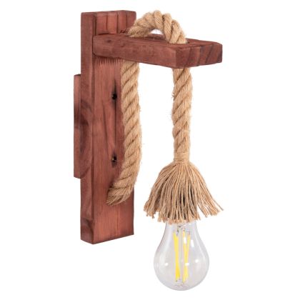 WALL SCONCE BARN HM4469 WOODEN BASE-HEMP ROPE [Ε27] 7x20x29Hcm.