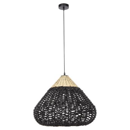 CEILING PENDANT LAMP HM4346 PAPER ROPE ΙΝ BEIGE AND BLACK Φ55,5x44Hcm.