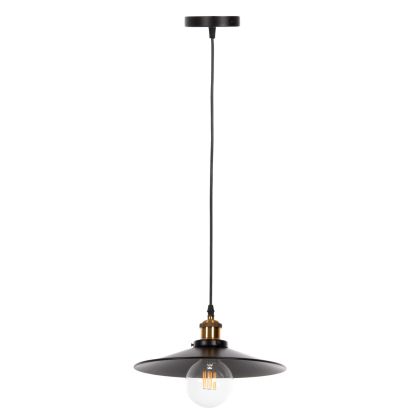 CEILING PENDANT LAMP HM4162 BLACK METAL-GOLD DETAIL ON TOP Φ30x109Hcm.