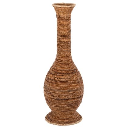 ДЕКОРАТИВНА ПОДОВА ВАЗА HM7865 БАНАНОВА ВЛАКНА РУШ-ПАТЪК В КАФЯВ ЦВЯТ Φ35x104Hcm.