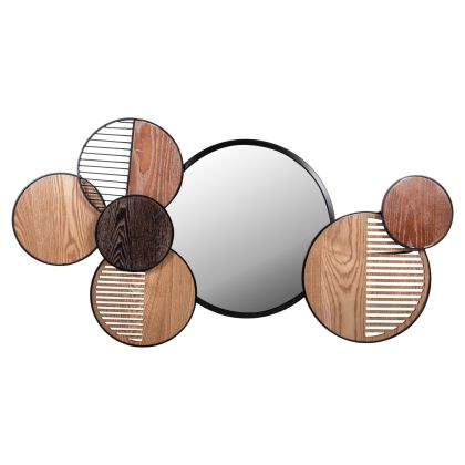 WALL MIRROR ROUND DAVION HM4217 MDF-BLACK METAL 123x5x63Hcm.