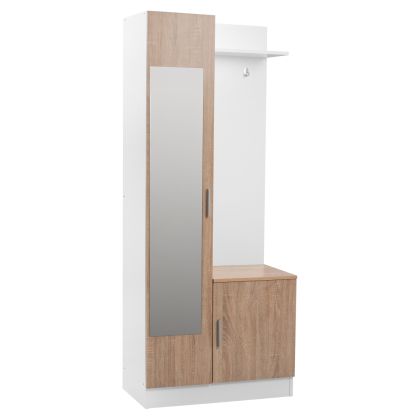 Entryway Furniture with mirror Janice HM2264 Sonama White 70,3x37,1x181,8 cm.