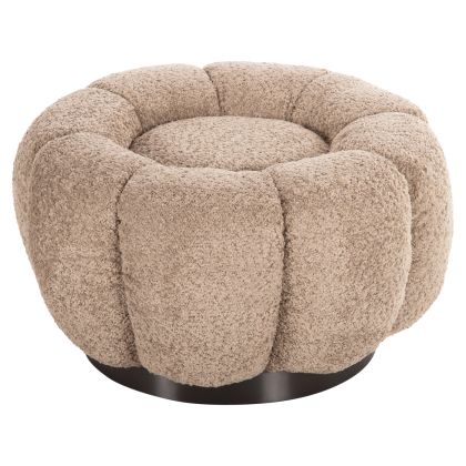 STOOL ROUND KRIPP HM9602.08 BEIGE BOUCLE-BLACK METAL BASE Φ60x31Hcm.