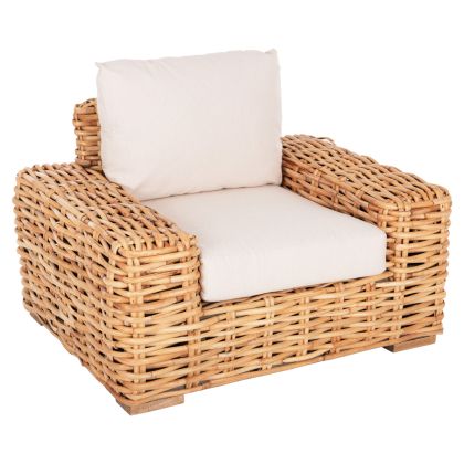 OUTDOOR LOUNGER TROPEL HM9810 MANGO WOOD-RATTAN NATURAL-WHITE CUSHIONS 110x88x70-85Hcm.