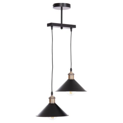 CEILING PENDANT 2-LIGHT BELL HM7531.11 BLACK METAL-BRONZE SOCKET Φ21,5x135Hcm.