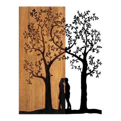 WALL DECORATION HM4753-METAL IN BLACK-WOOD 45x3(thickness)x58Hcm.