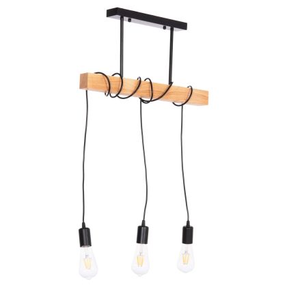 CEILING PENDANT 3-LIGHT FIXTURE VOLKS HM4658 METAL-WOOD 49.5x5x134.5Hcm.
