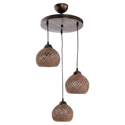 ΦΩΤΙΣΤΙΚΟ ΟΡΟΦΗΣ ΕΣΩΤΕΡΙΚΟΥ ΧΩΡΟΥ ΚΡΕΜΑΣΤΟ HM7359.01 ΑΠΟ ΜΕΤΑΛΛΟ & ΣΧΟΙΝΙ ΣΚΟΥΡΟ ΜΠΕΖ 32x32x80Υ εκ.