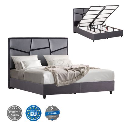 BED WITH STORAGE SPACE IRIDA HM718 GREY VELVET -FOR MATTRESS 160x200cm.