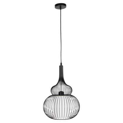CEILING PENDANT LAMP HM4185 BLACK METAL-WHITE CLOTH Φ30x115H cm.