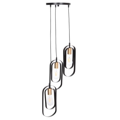 CEILING PENDANT LAMP BIUT HM7528.11 BLACK METAL-GOLD SOCKET Φ23x139Hcm.