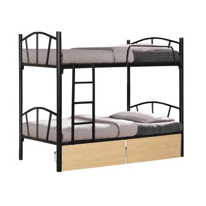 BUNK BED FLOOR HM21122.01 METAL IN BLACK WITH FLOOR DRAWERS SONAMA 200x91.5x177.5Hcm.