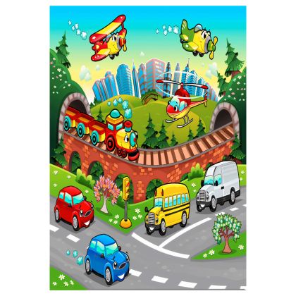 SERIES KIDDER HM7678.13 80Χ150cm, kids rug with various means of transport, fringes