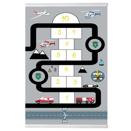 SERIES KIDDER HM7678.10 80Χ150cm, kids carpet with hopscotch game, fringes