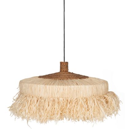 CEILING PENDANT CYLINDRICAL CAP MADE OF SISAL FIBERS IN NATURAL COLOR 80x80x45Hcm.HM7790