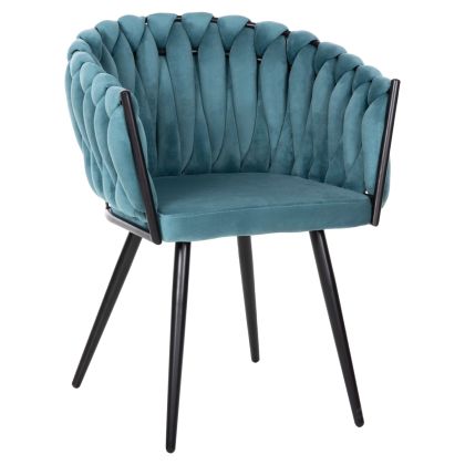 CHAIR LUANDA HM8741.05 TURQUOISE VELVET-BLACK METALLIC LEGS 62x54x79Hcm.