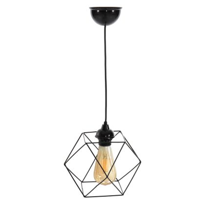 CEILING PENDANT LIGHT HM7643.01 BLACK METAL Φ24x56Hcm.