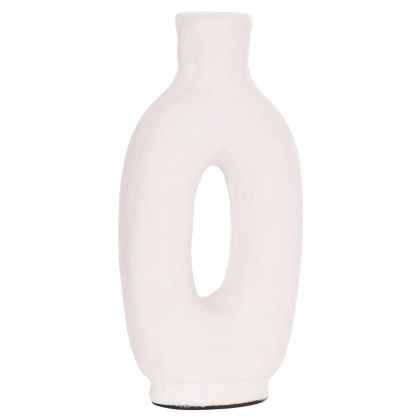 DECORATIVE VASE SERIES CLAYVON HM4409 TERRACOTTA IN WHITE COLOR 10x5x21Hcm.