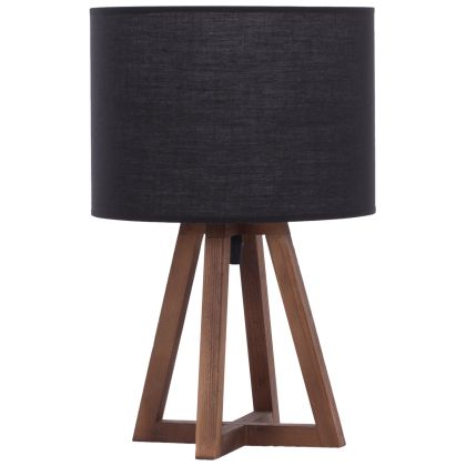 TABLE LAMP WOODEN BASE BLACK FABRIC CAP 26x26x36Hcm.HM7706.01