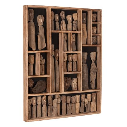 WALL DECORATION MYST HM4275 FRAME WITH FIGURINES MADE OF DRIFTWOOD 60x5x80Hcm.