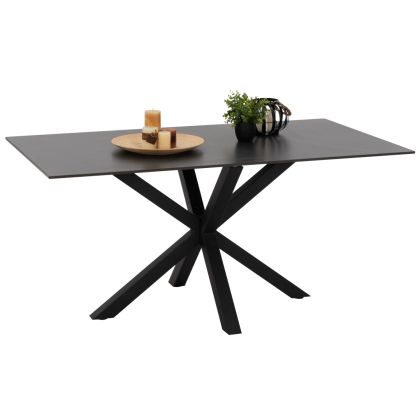 DINING TABLE SYNTEC HM9308.01 SINTERED STONE BLACK METAL LEGS 160x90x75H cm