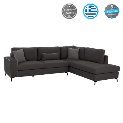 Ъглов диван ДИВА, сив, висок крак, 2бр, десен ъгъл