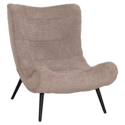 LOUNGE CHAIR BRYM HM9605.08 DARK BEIGE BOUCLE FABRIC-BLACK WOODEN LEGS 80x95x95Hcm.