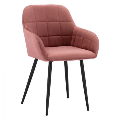 ARMCHAIR WITH DUSTY PINK VELVET & BLACK METAL FRAME HM8724.02 57X61X84cm