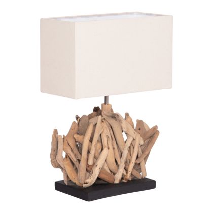 TABLE LAMP RECTANGULAR TWIGGY HM4424 DRIFTWOOD & WHITE CAP 35.5x15x47Hcm.