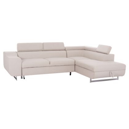 CORNER SOFA-BED WITH STORAGE SPACE ENCORE HM3301.03R BEIGE FABRIC 285x205x90Hcm.
