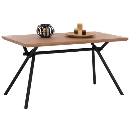 DINING TABLE MANDY HM9302.01 MDF TOP WITH OAK WOOD VENEER METAL LEGS 140x80x75H