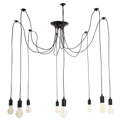 ПАНЕЛ ЗА ТАВАН 8-СВЕТЛИНА HM4176 ЧЕРЕН МЕТАЛ-ЧЕРНИ КАБЕЛИ Φ100x180Hcm.