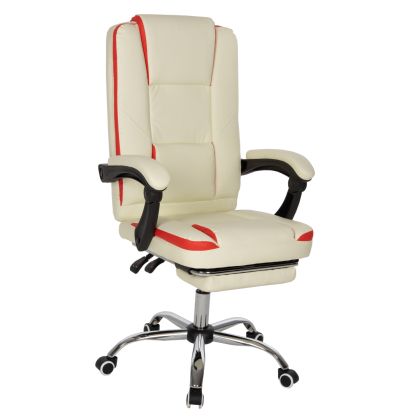 OFFICE CHAIR SEENA HM1190.03 BEIGE-RED PU-FOLDING FOOTREST 62x65x115Hcm.