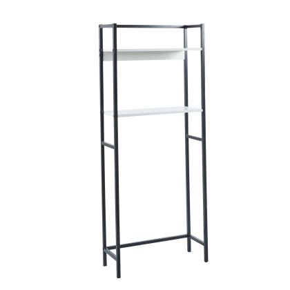 BATHROOM RACK HYGI HM18072.02 METAL FRAME IN BLACK-MDF SHELVES IN WHITE 64x25x156Hcm.