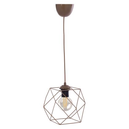 Hm7643.02 Пендел, златист цвят, една крушка, метална многоъгълна "шапка" в клетка