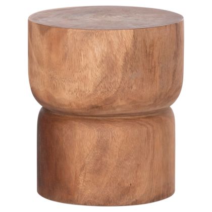 SIDE TABLE-STOOL CYLINDRICAL FEBRY HM9908 SOLID SUAR WOOD IN NATURAL Φ39,5x45,5Hcm.