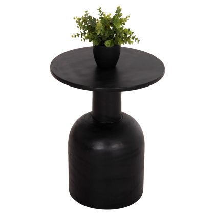 SIDE TABLE ROUND PUMBE HM9891.12 SOLID SUAR WOOD IN BLACK COLOR Φ40x50Hcm.