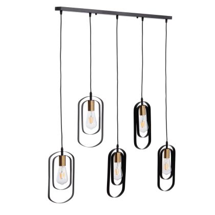 CEILING PENDANT 5-LIGHT LAMP BIUT HM7545.11 BLACK METAL-GOLD SOCKET 80x6x138Hcm.