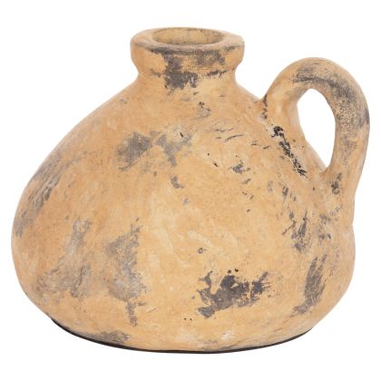 DECORATIVE TABLE VASE VERMO HM4394 TERRACOTTA IN BRUSHED BEIGE Φ22x17Hcm.