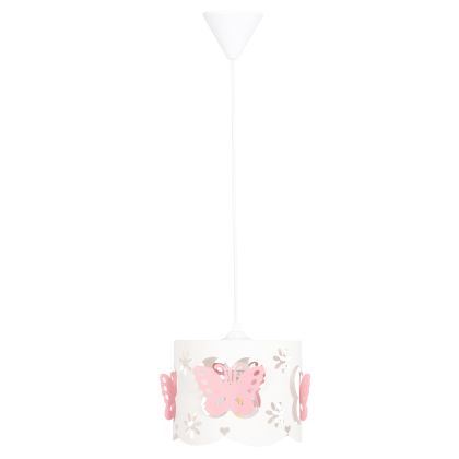 CEILING PENDANT KIDS' LAMP LEPTIR HM4705.01 METALLIC CAP IN PINK-WHITE Φ23x70Hcm.