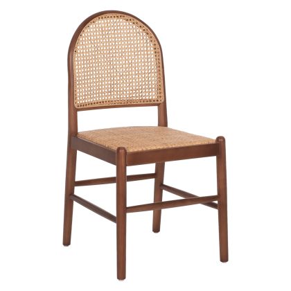 CHAIR BEECH WOOD IN WALNUT-RATTAN BEIGE HM9407.04 43x50x87H cm.