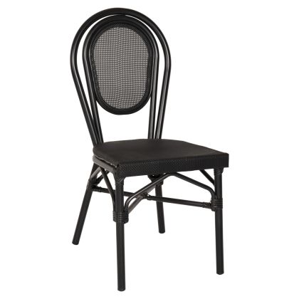 Aluminum Chair Bamboo Look Black with Textline 45x57x88cm HM5052