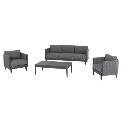 OUTDOOR LOUNGE SET 4PCS LARRY HM6188.01 DARK GREY ALUMINUM-P.E. FABRIC