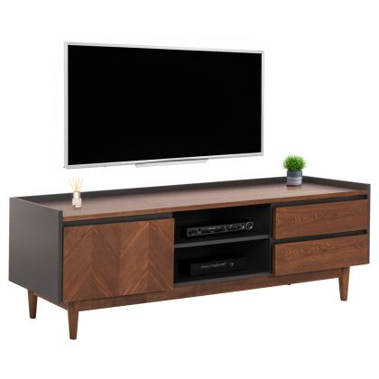 ТВ ШКАФ VEEN HM9741 MDF С ФУРНИР ОРЕХ В ЦВЯТ ОРЕХ И ТЪМНО СИВ 170x40x50Hcm