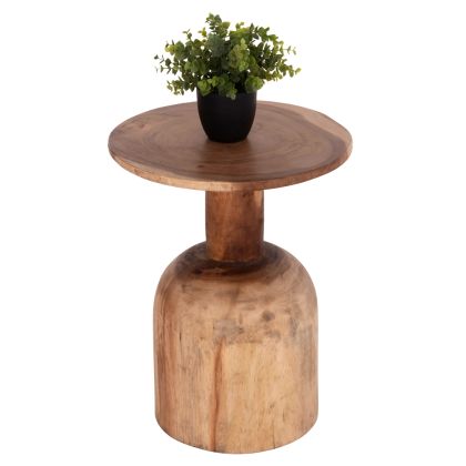SIDE TABLE ROUND PUMBE HM9891.11 SOLID SUAR WOOD IN NATURAL COLOR Φ40x50Hcm.