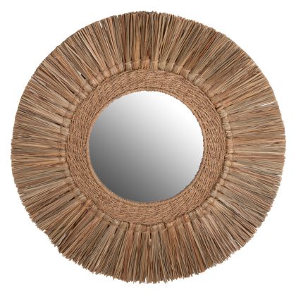 WALL MIRROR ROUND HM7831 MENDONG GRASS FRAME IN NATURAL COLOR Φ70cm.