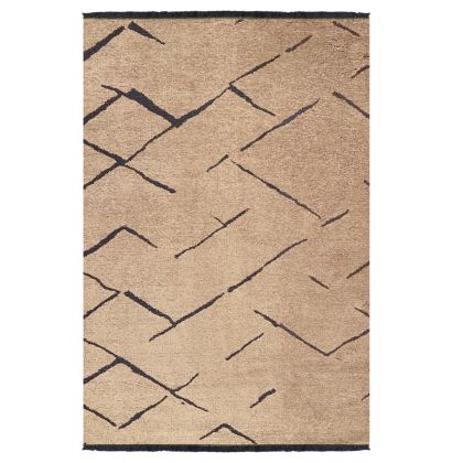 HM7674.01 160Χ230cm, light brown-black carpet with self-fringes