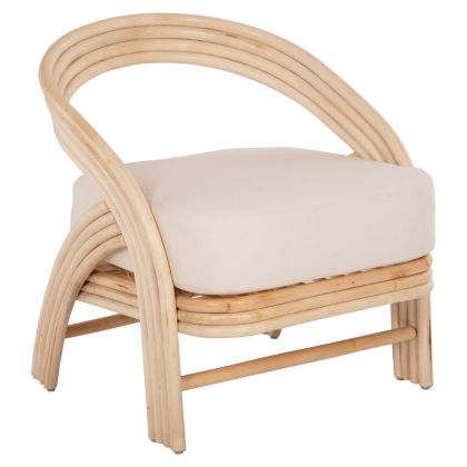 ARMCHAIR DONITA HM9838 RATTAN IN NATURAL WITH WHITE CUSHION 67x74x78Hcm.