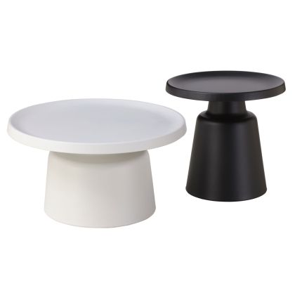COFFEE TABLES RINKON HM18262 ALL METAL IN WHITE & BLACK Φ50cm & Φ69cm